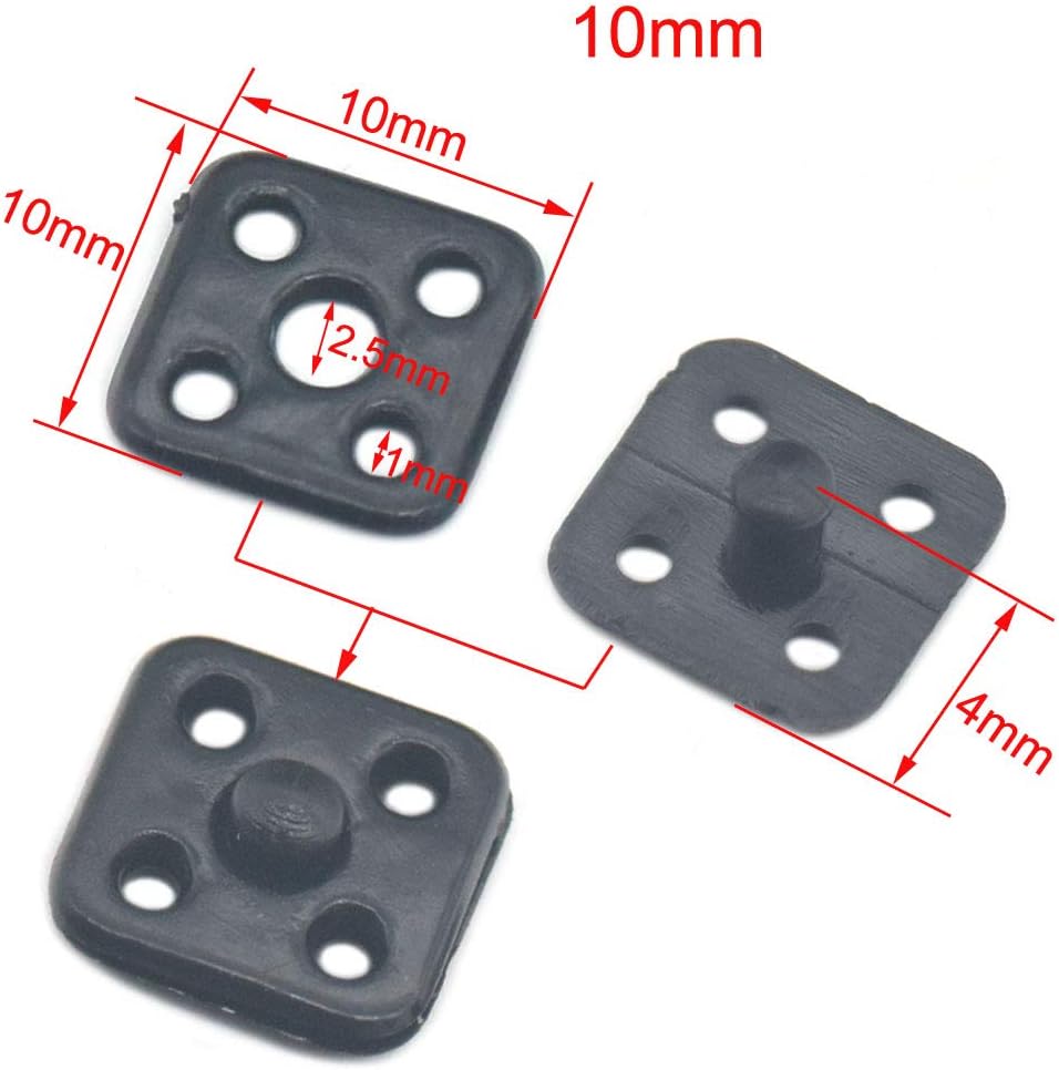 Fujiyuan 50 Pcs 10mm Plastic Press Sew-On Studs Poppers Fastener Buttons Snaps Sewing Craft DIY Black