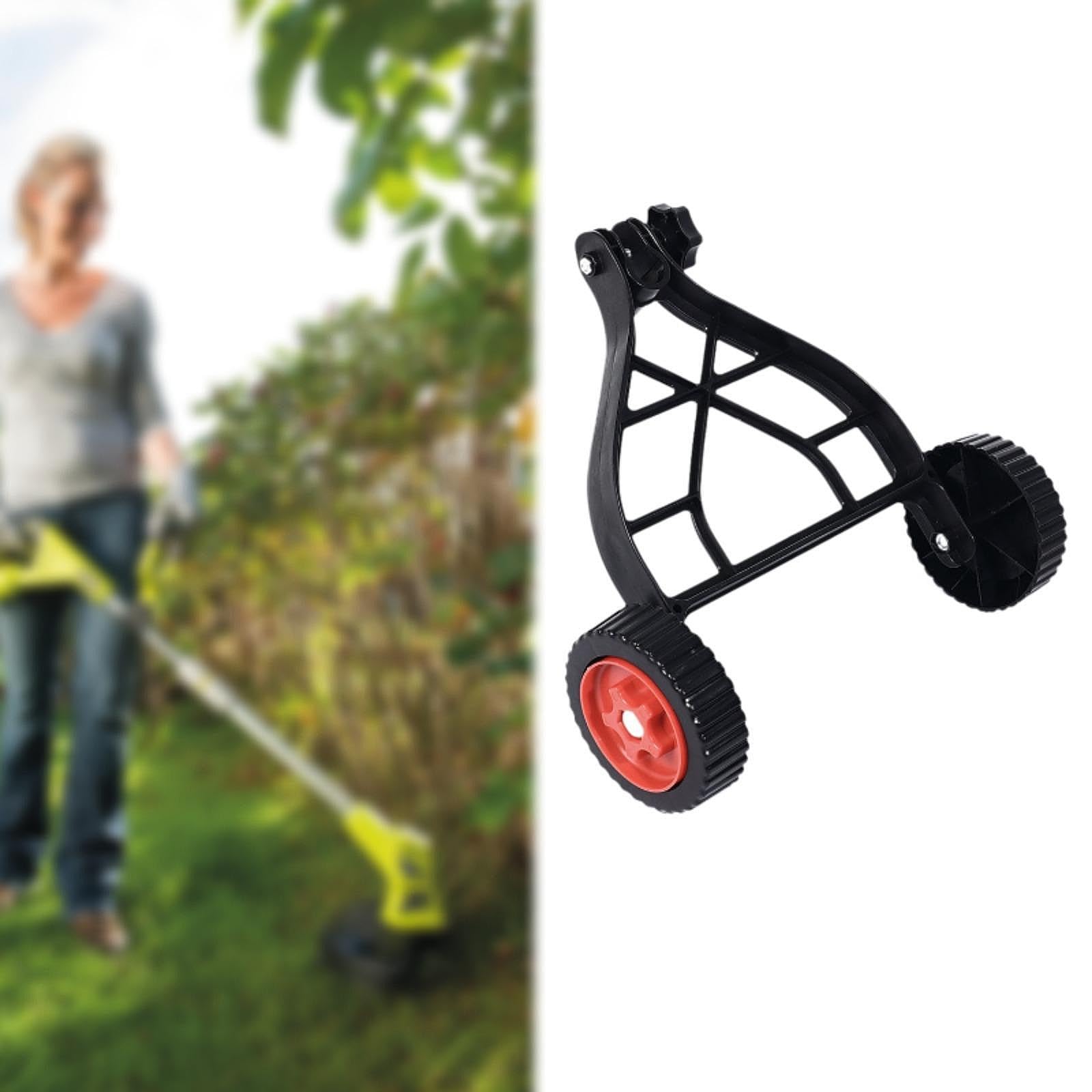 perfk Rueda para desbrozadora universal de 25 mm Accesorios para cortacésped Ruedas auxiliares Altura ajustable para desbrozadora manual