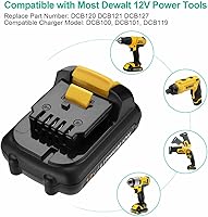 Vista 2 de FirstPower 12V 4.0Ah DCB120 Battery Replacement - Compatible with Dewalt 12V Lithium Ion Max Power Tools DCB120 DCB121 DCB127-2Packs