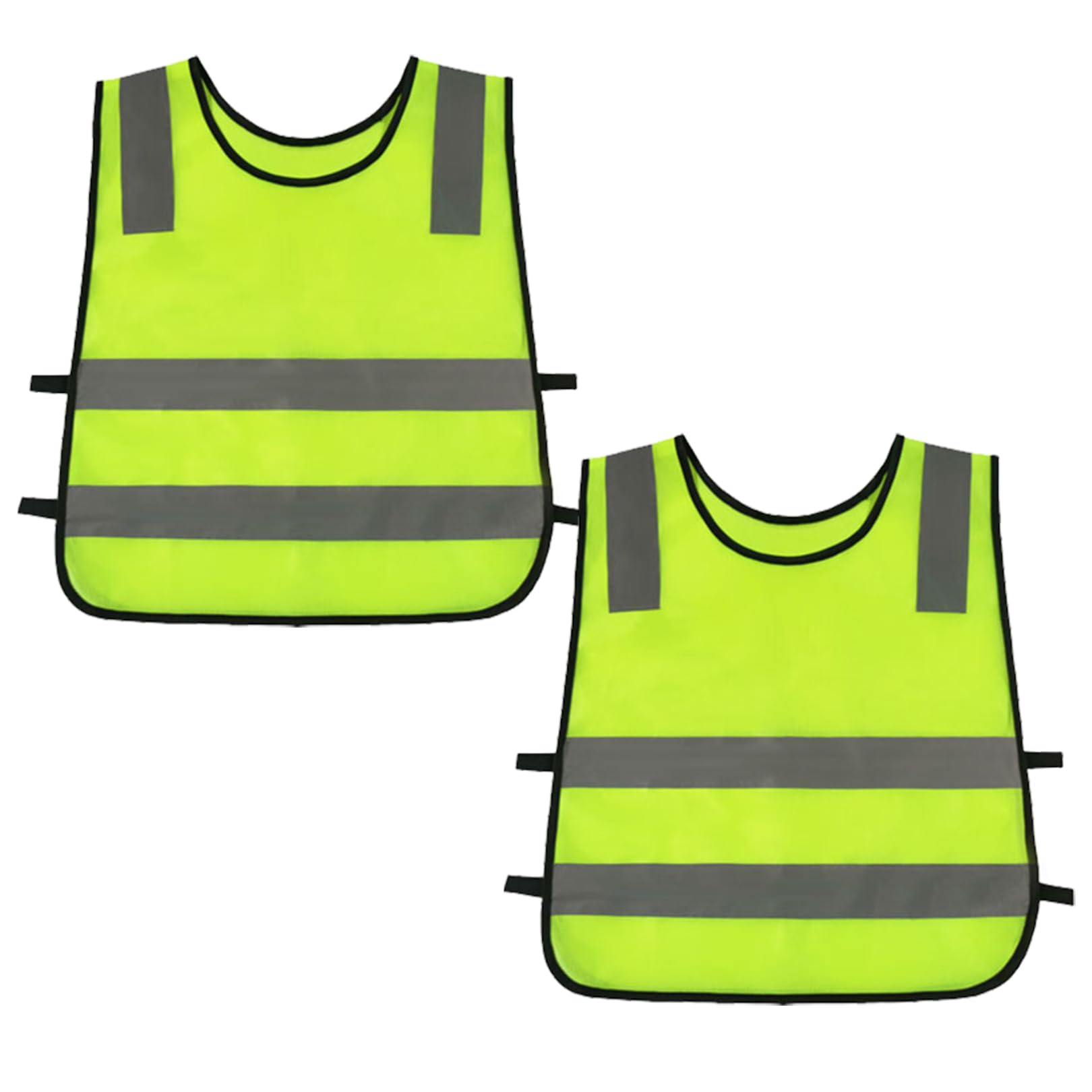 2 Pieces Kids High Vis Vest,Hi Visibility Reflective Childs Safety Children's Strips Vests Fluorescent Green Visibility Reflectors Jackets,for Kid Toddler Childrens Family Driving Costume Outdoor