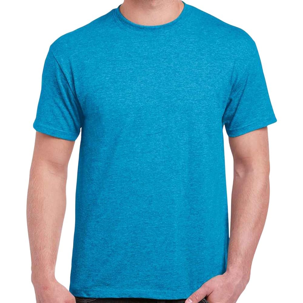 Gildan Unisex Sapphire Blue Heather Adults Heavy Cotton T Shirt (L) (Sapphire Blue Heather)