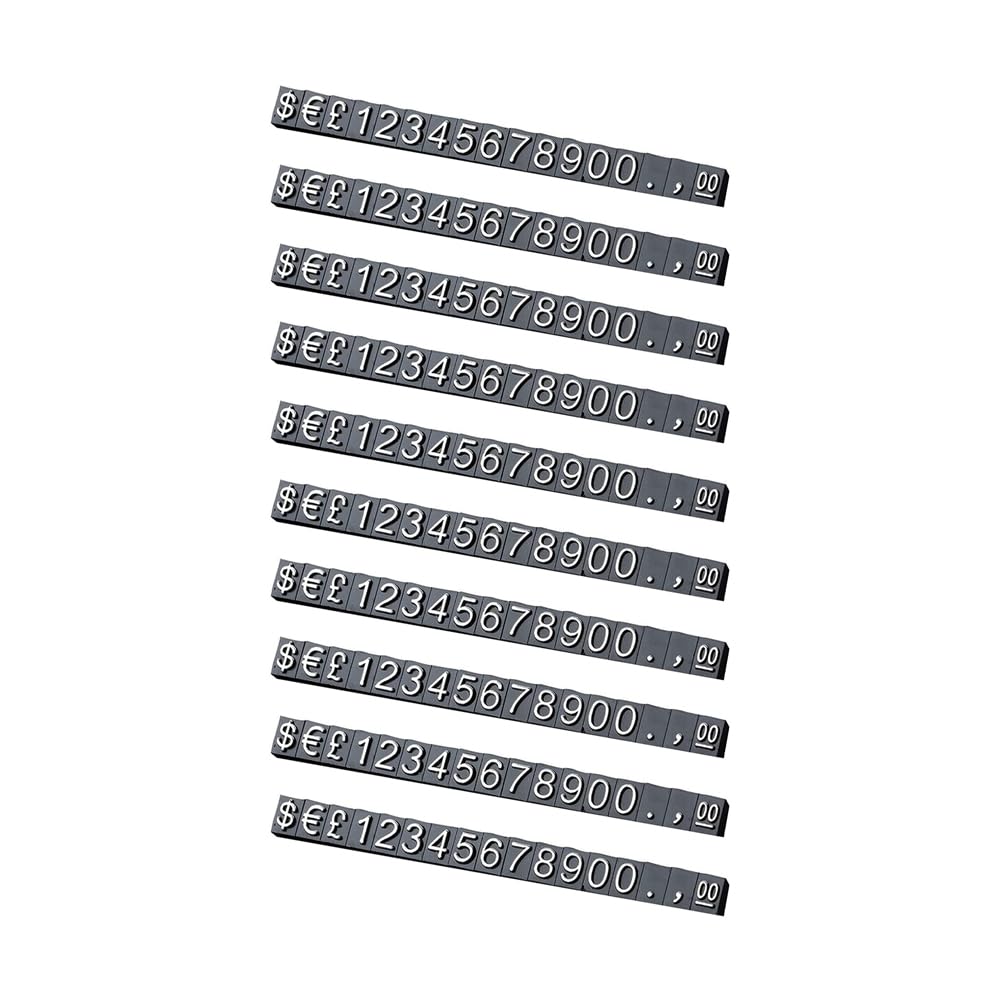 10 Pieces Price Tags Price Display Cubes Adjustable Number Counter Stand Label for Store Counter Jewelry Watch (White Lettering on Black)