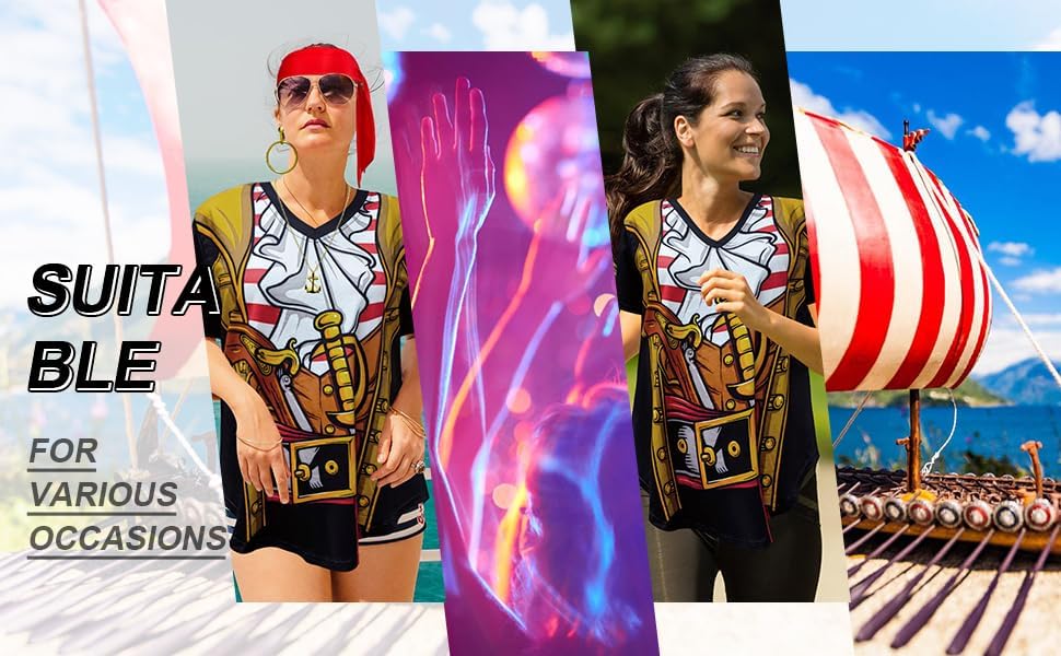 Pirate Shirt Costume Men and Women Accessories, Funny Cruise Pirates T Shirts, Novelty Caribbean Shirt for Halloween - Image 7