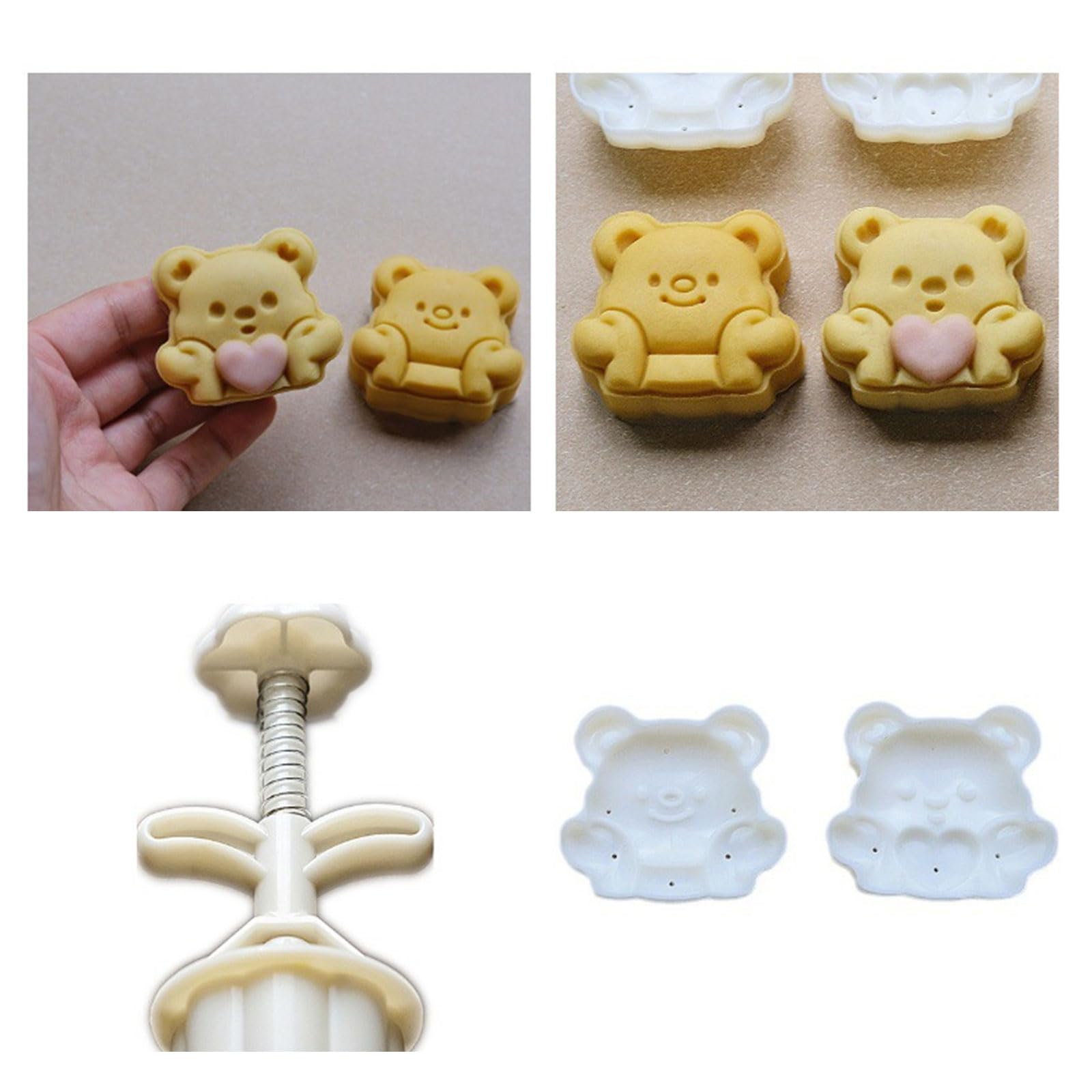 Cookie Stamp Heart Bear Moon Cakes Molds Hand Pressure Moon Cakes Maker Bakings Tool For MidAutumn Festival