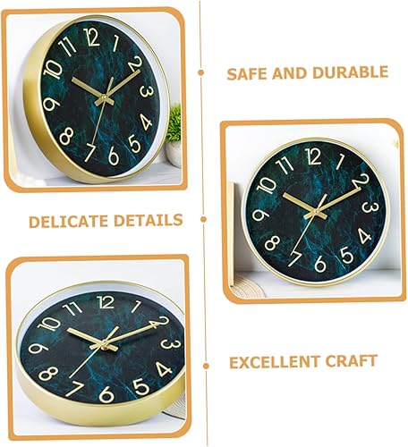 Miniatura 6 de ABOOFAN Reloj silencioso de imitación de grano de madera reloj de pared decoración de oficina decoración interior mármol decoración única relojes de