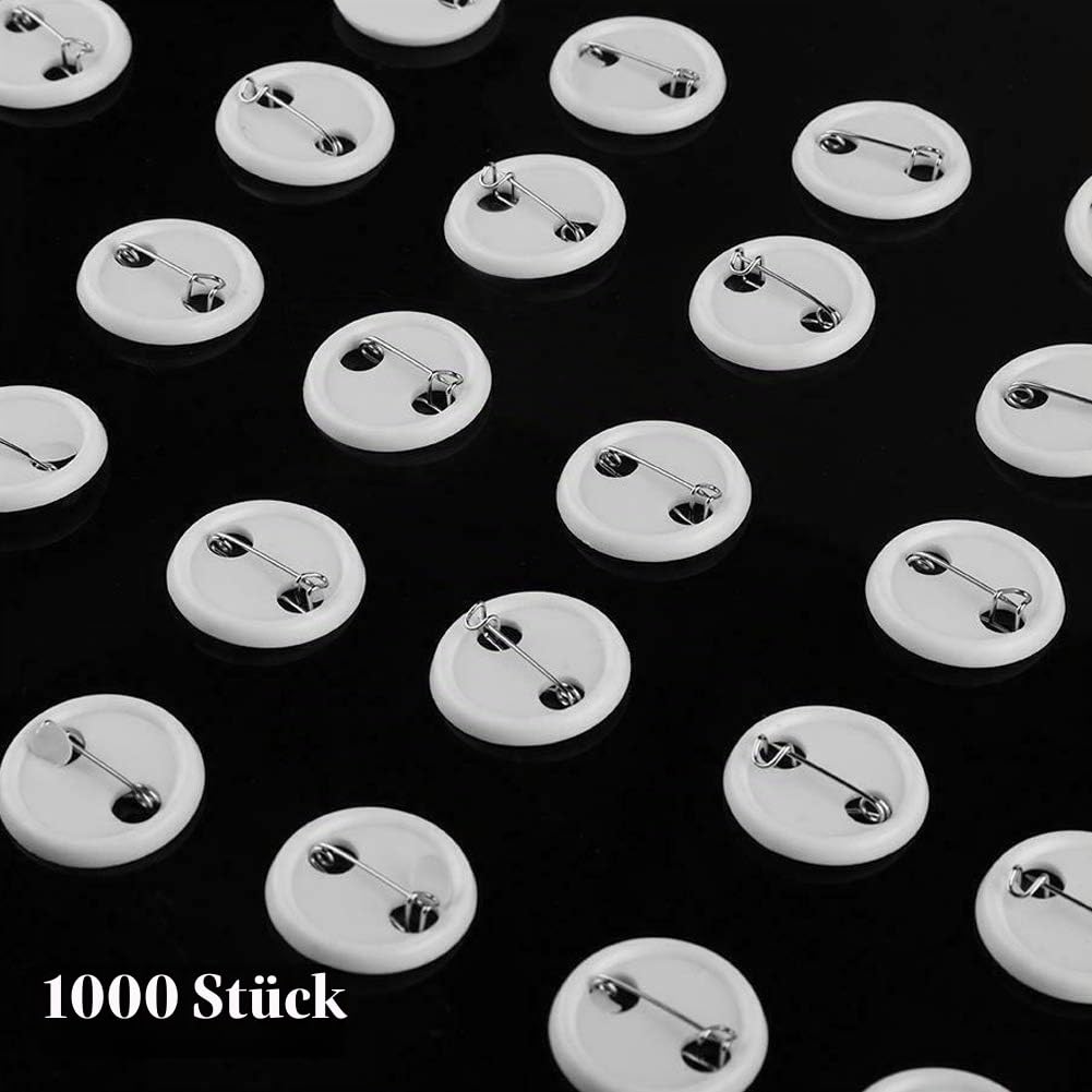 1000 Stück Abzeichen, Button Rohlinge Buttonrohlinge, DIY-Blanko-Pin, Anstecknadel, Leere Schaltfläche Anstecker Abzeichenherstellung Zubehör für Pro Button Maker Maschine (32 mm)