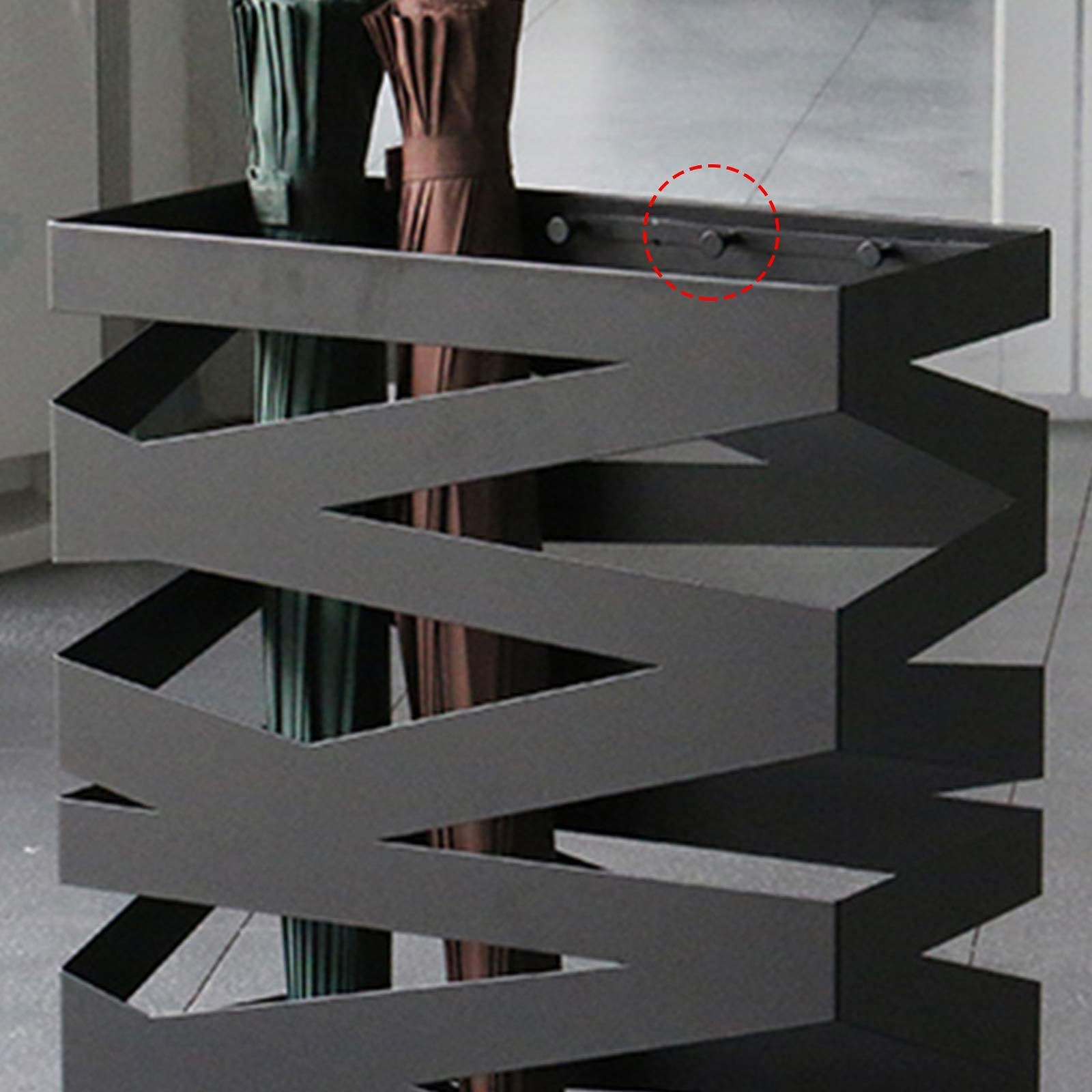 Metalowy stojak na parasole w kształcie siatki, prosty i elegancki styl, kwadratowy stojak na parasole, z haczykami, do domu, biura, holu hotelowego, ECC, 40 x 20 x 61 cm, biały