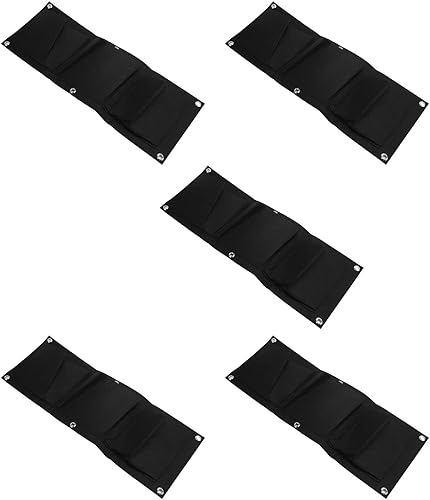 Fydun 5 Pack Plant Grow Bags Wall Mounted Pocket Flower Pots Garden Accessories Black Wide Range of Uses (Black)