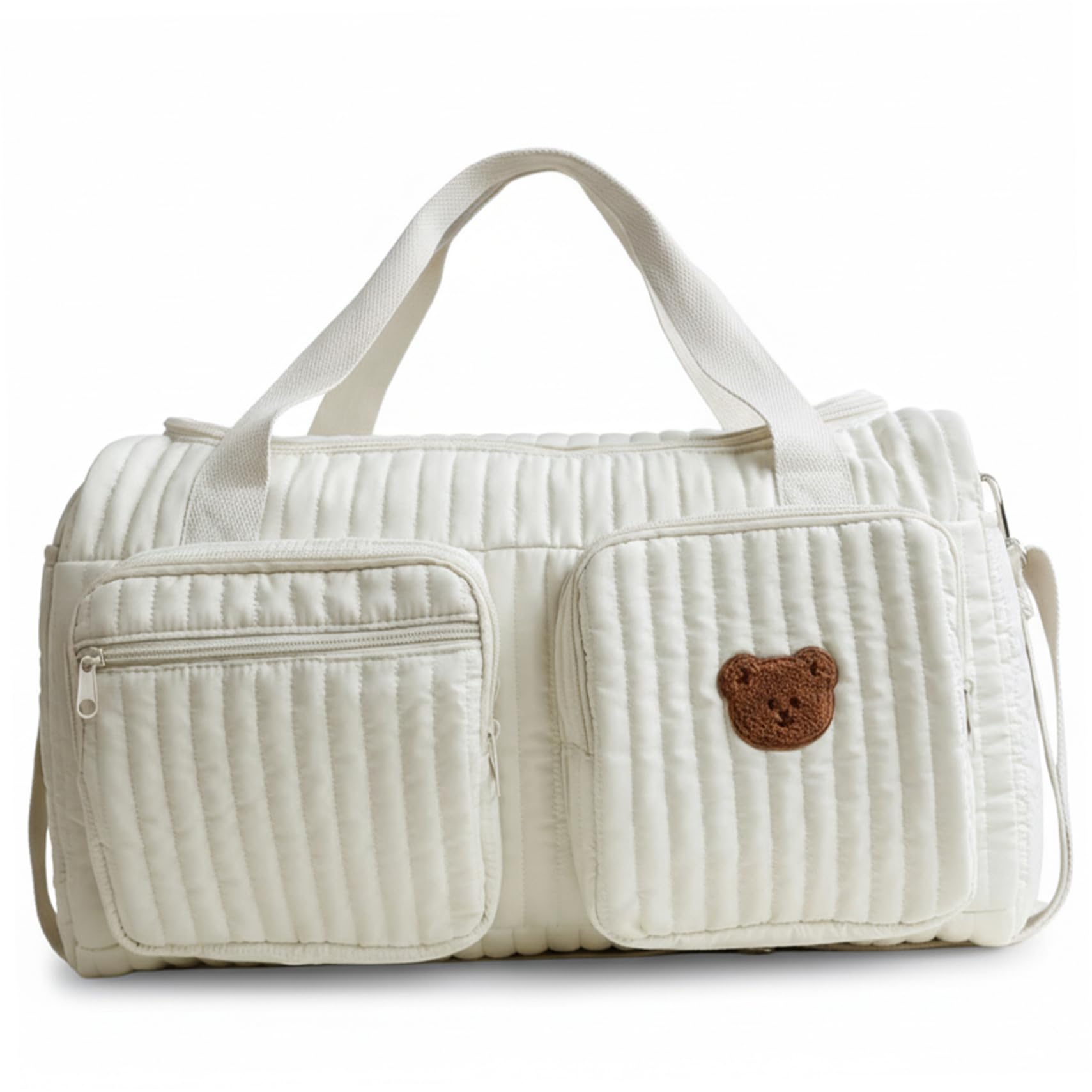 Bemonew Quilted Duffle Bag for Women Travel, Large Capacity Weekender Diaper Bag with Multiple Pockets for Pregnancy Style 2
