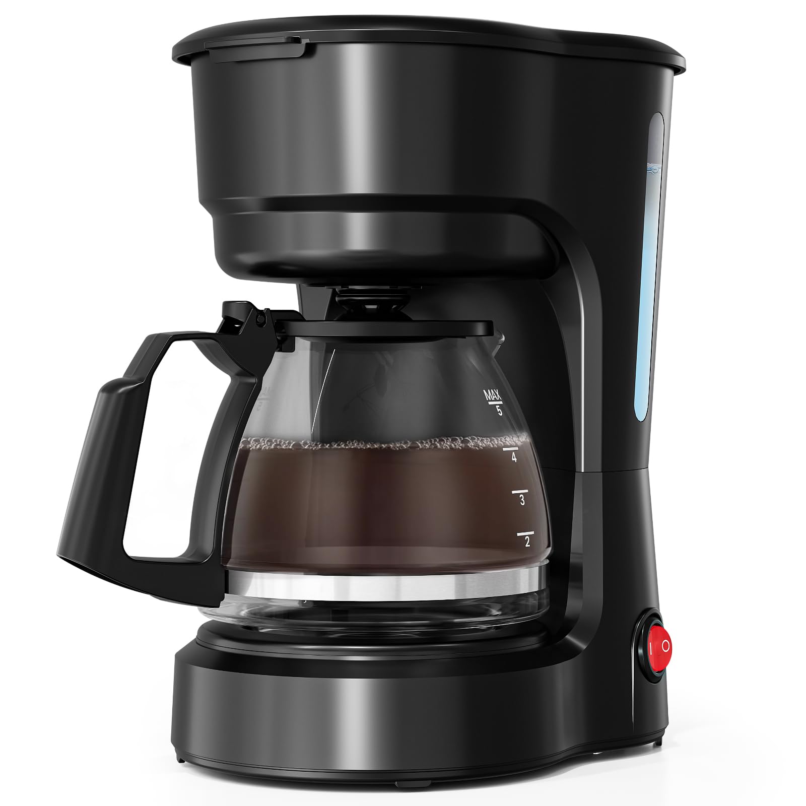 WAA 5 Cup Drip Coffee Maker Portable Coffee Machine Glass Coffee Pots with Reusable filter Delay Brew Anti-Drip