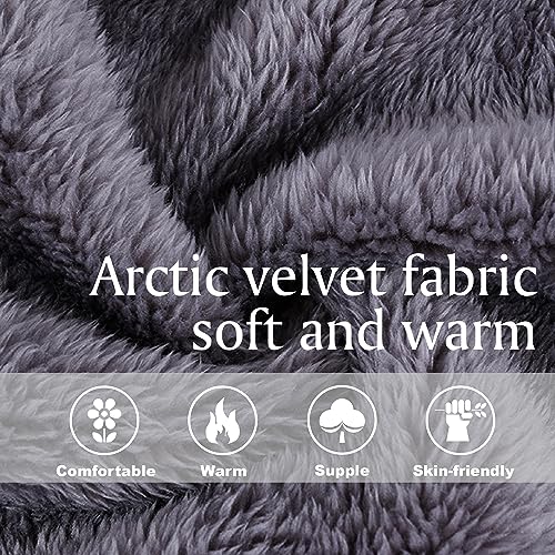 Inner Wish Mens Plush Fleece Robe, Cozy Warm Bathrobe Fuzzy Male Spa Long Robe With Pockets (DARK GREY) - Image 5