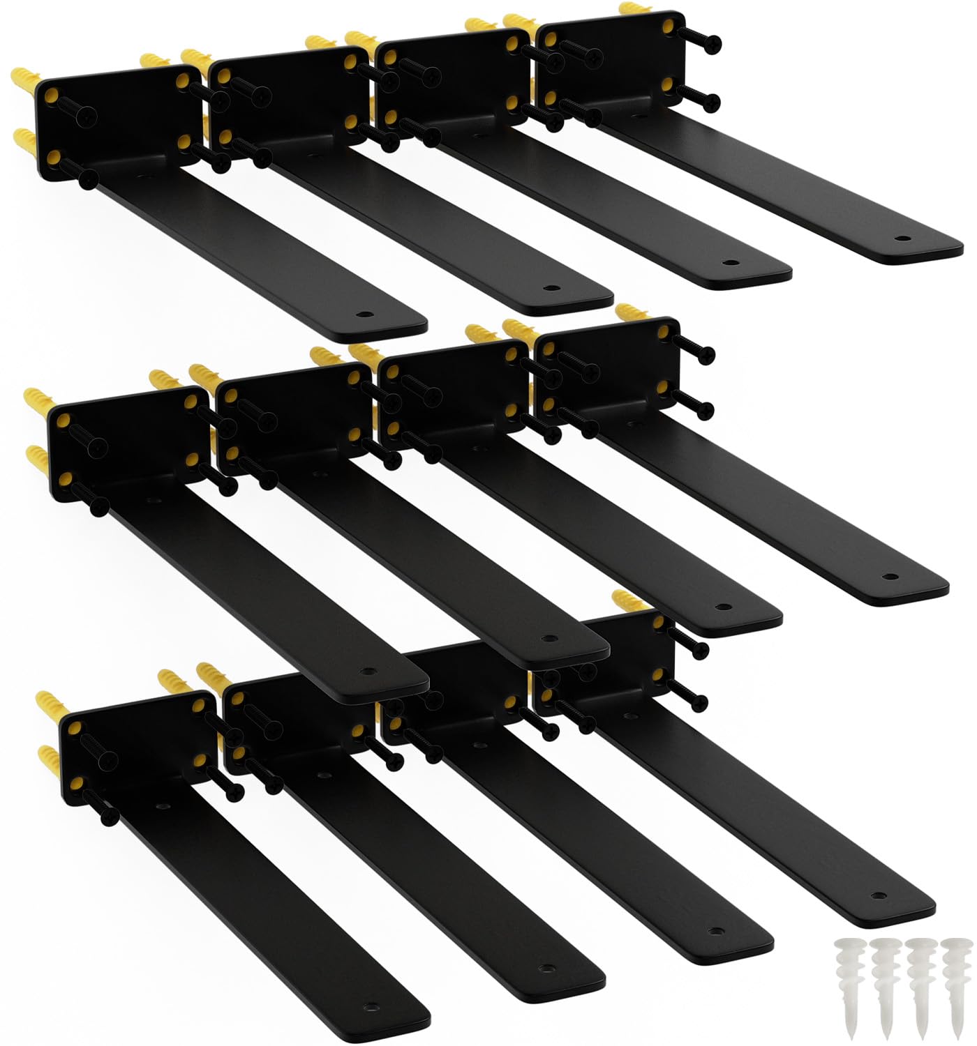 12 Inch Shelf Brackets, 12 Pack Floating Shelf Bracket, 1/5” Thick Carbon Steel Hidden Shelf Brackets, Rustic Industrial Brackets for Wall Decor