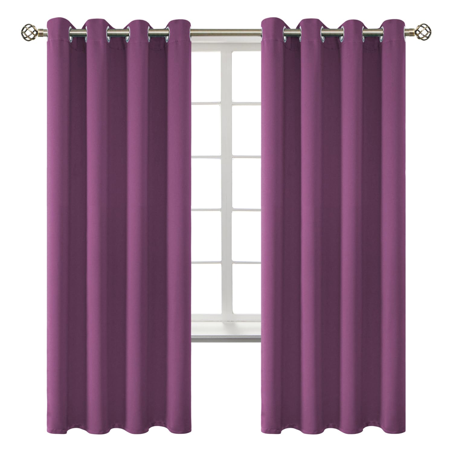 BGment Eggplant Purple Blackout Curtains for Bedroom 72 Inch - 2 Panels