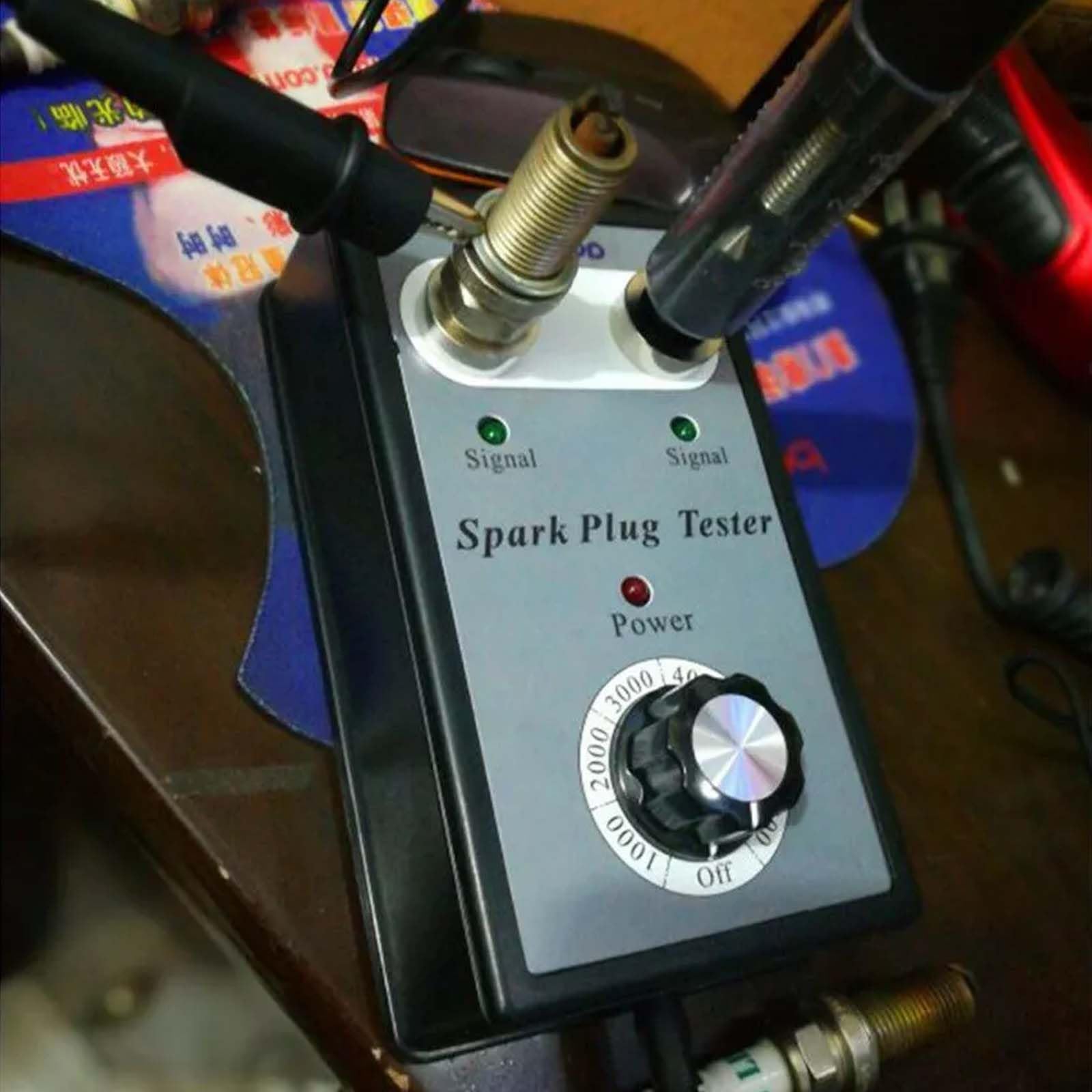 Comprobador de Bujías de Doble Orificio Ajustable de 12V, Comprobador de Bobina de Encendido de Motocicleta y Automóvil, Detector de Chispas
