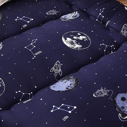 Miniatura 449 de Colchón futón japonés de piso gris constelación, de piso tatami, portátil, para acampar, para niños, sofá cama plegable enrollable con protector de