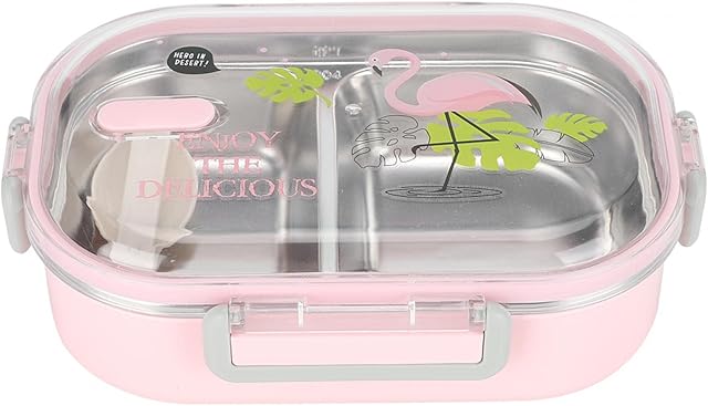 Lunch Box, 710ml 2 Compartments Thermal Insulated Hot Food Lunch Containers, Portable Adult Kids Bento Lunch Box, Cold and Hot Food Storage, 304 Stainless Steel Liner, for School Outdoor Travel(Pink)