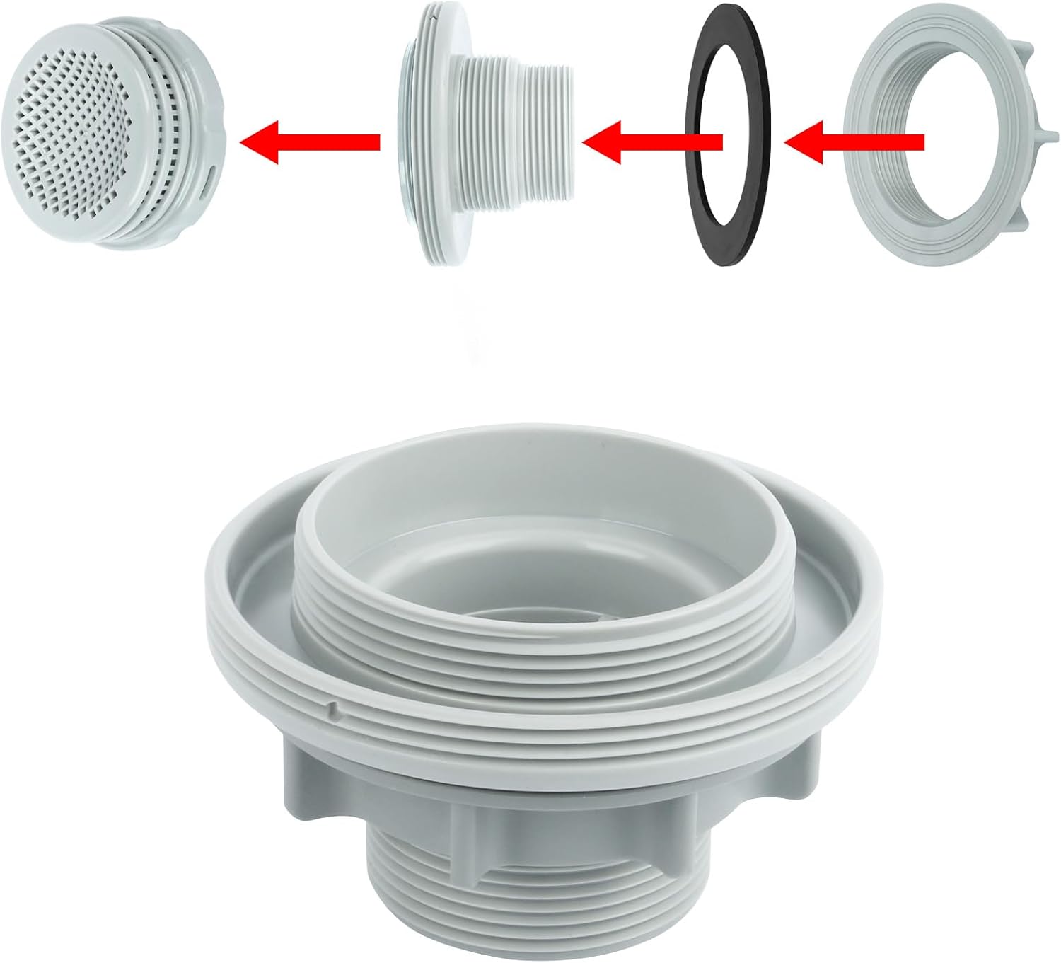 Upgrade Threaded Strainer Connector Nut Washer Kit,for Intex Swimming Pool Replacement Set Including Parts 10744 10256 10255