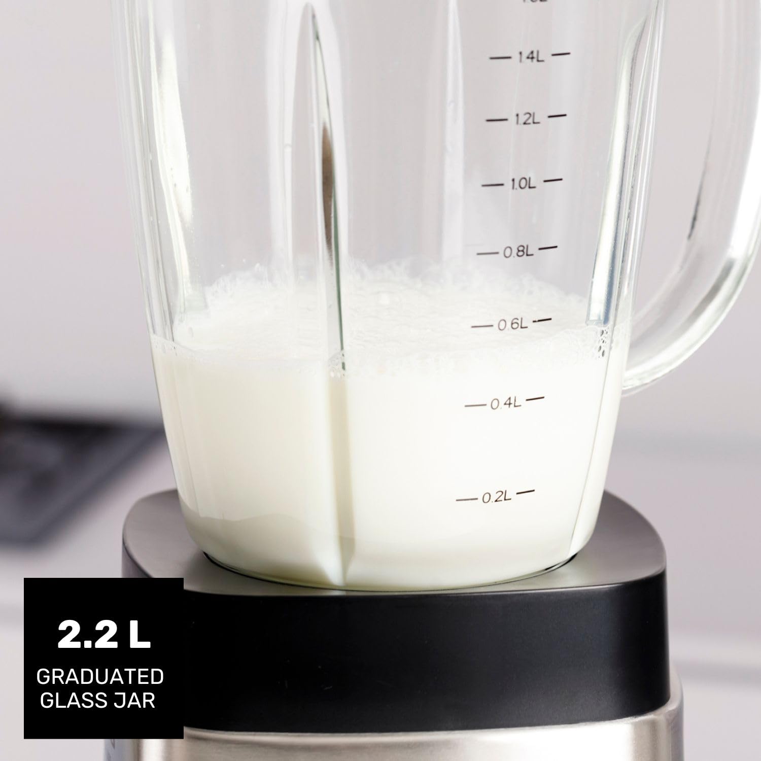 Taurus - Power Total Batidora de Vaso | 2000W Potencia | Jarra de Cristal 2,2L | Cuchillas de 6 Filos | Programas Turbo | Smoothies | Pica Hielo