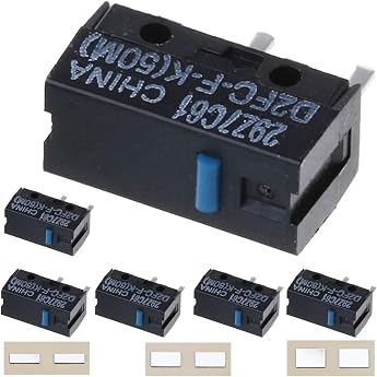 6pcs Mouse Micro Switch D2FC-F-K50M Micro Switch Module with Clear Click and Mouse Button Metal Sticker for Logitech Razor Mouse