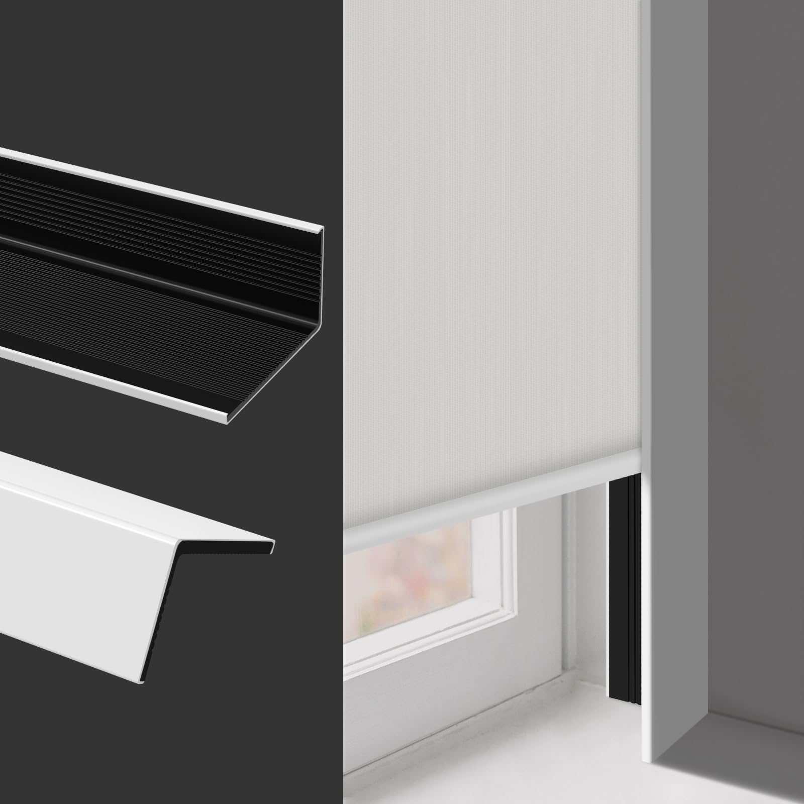 SEEYE Blackout PVC Light Blockers for Window Blinds and Shades, Light Blocking Strips Block Light Along Two Sides of Windows for Bedroom Nursery, Easy to Install(White, 17" L x 1.4" W x 0.8" H-6pcs)
