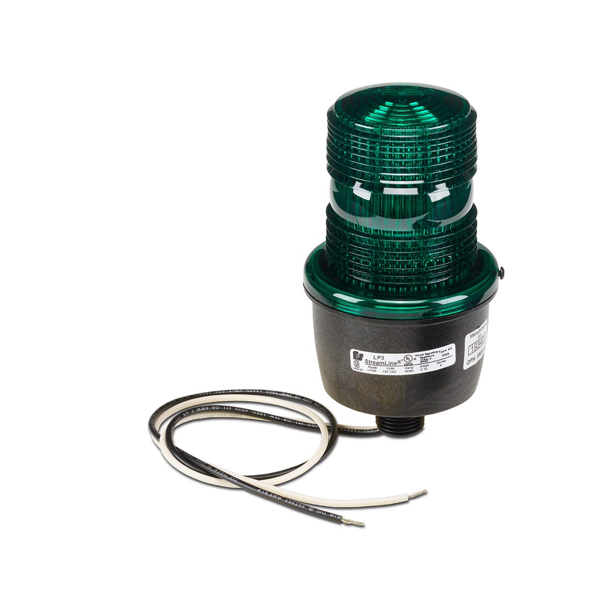 Federal Signal LP3M-120G Streamline Low Profile Strobe Light, Male Pipe Mount, 120 VAC, Green by Federal Signal