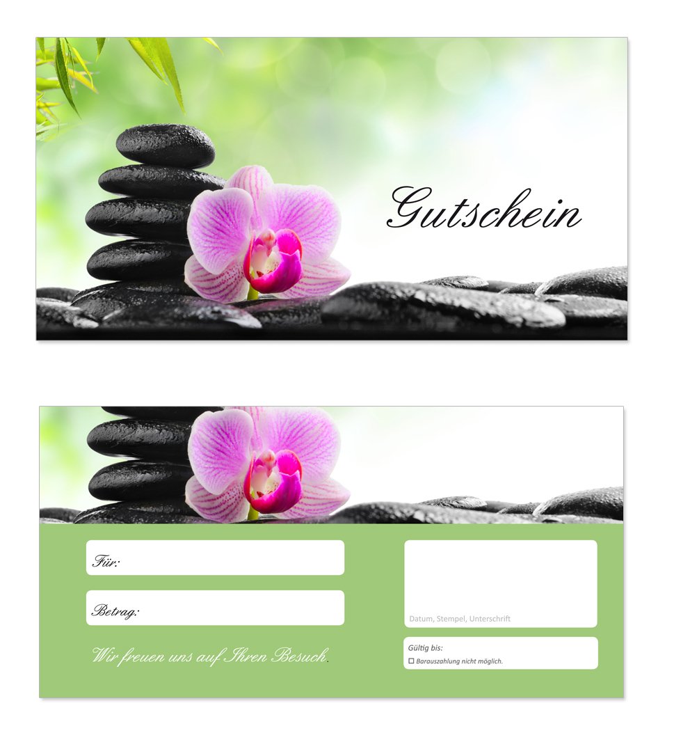 200 Stück Geschenkgutscheine (Wellness-604) Gutscheine für Bereiche Wellness, Erholung, Entspannung, Kosmetik oder Reisen