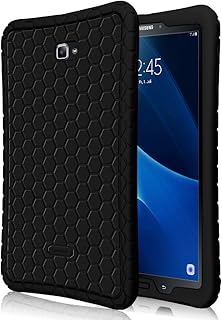 Fintie Silicone Case for Samsung Galaxy Tab A 10.1 (2016 NO S Pen Version), Honey Comb Series Light Weight Shock Proof Cover Anti Slip Kids Friendly for Tab A 10.1 Inch (SM-T580/T585/T587),Black