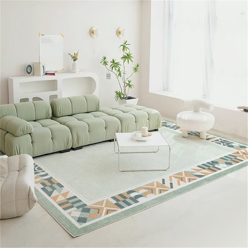 Tapis enfant et bureau gamer 100x200 vert à motifs géométriques