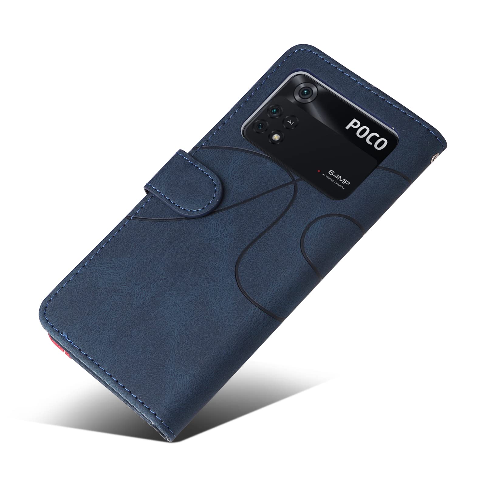 Custodia Silicone Morbida In Pelle Cover Con Magnetico Per Xiaomi Poco M4 Pro 4g Blu 470492