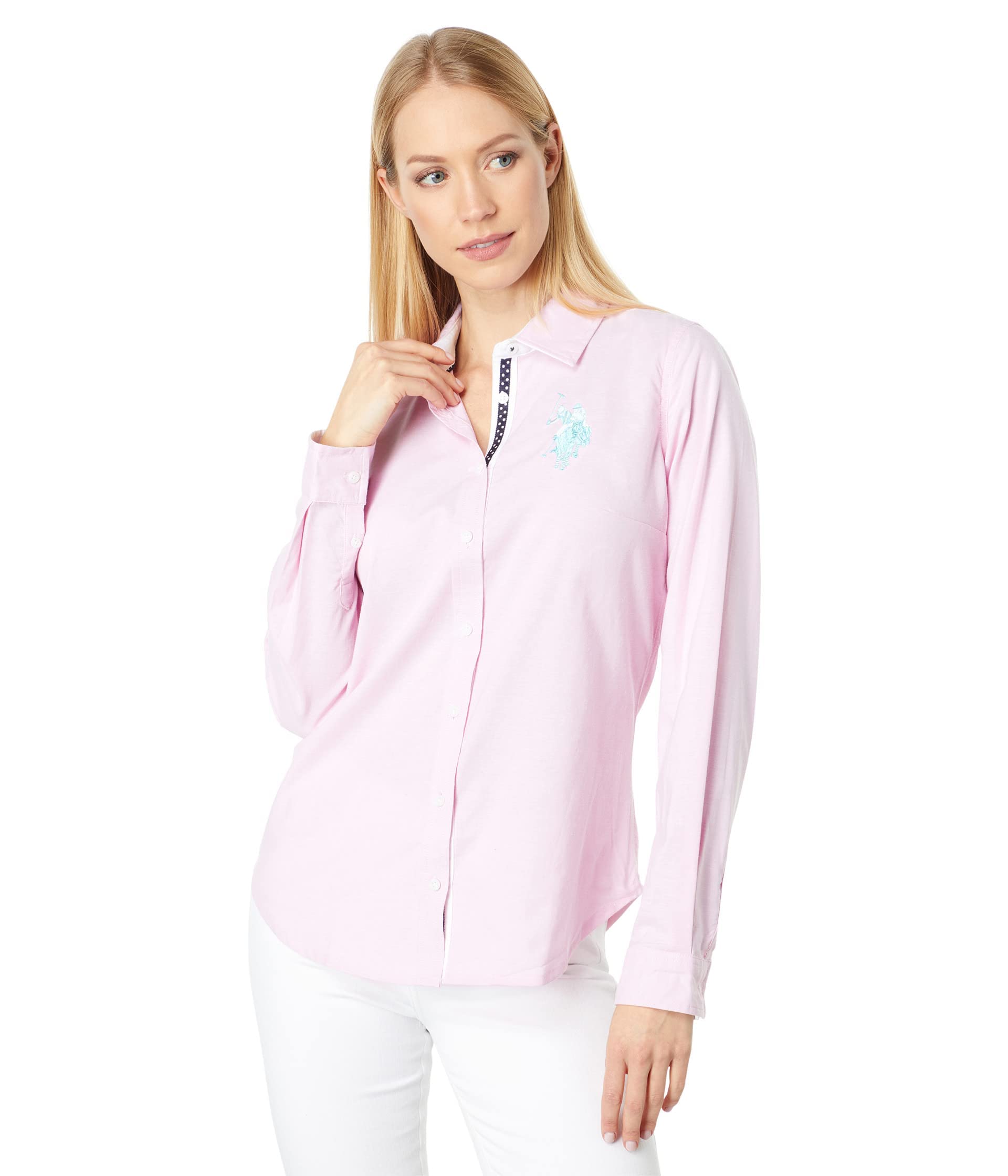U.S. POLO ASSN. Camisa de manga larga Oxford tonal Pony