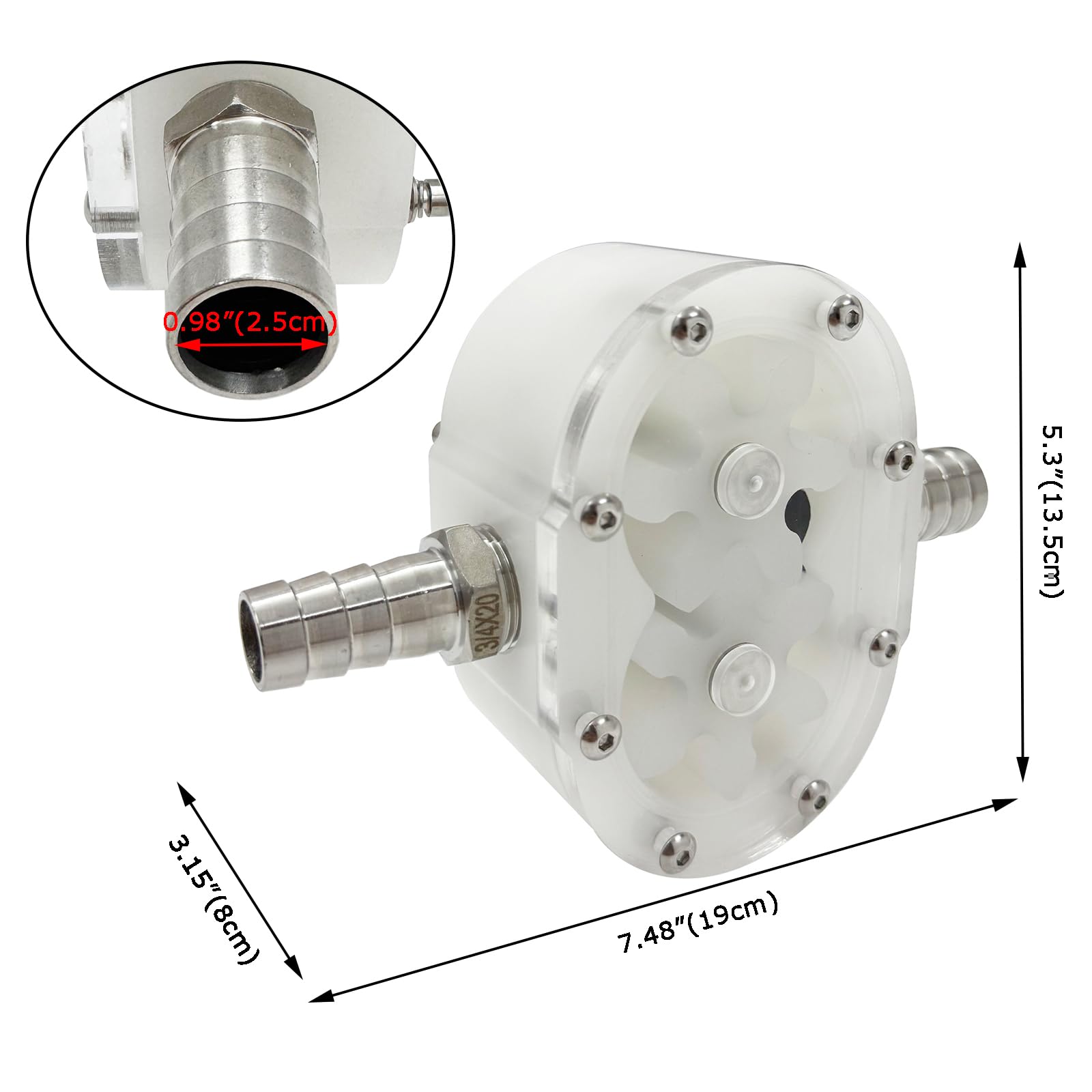 Gear Pump Head for Filling Machine Food-Grade Viscous Liquid 6 Teeth 5-10L Flow