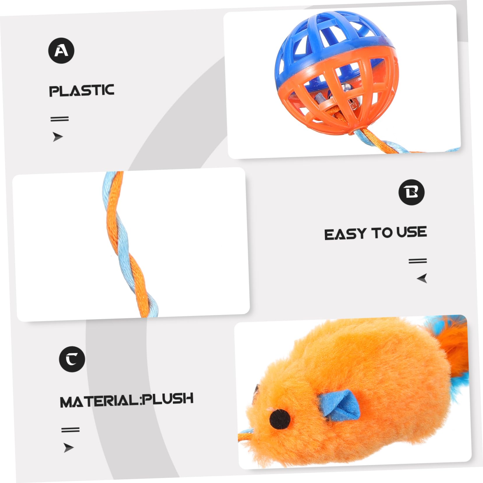 Sosoport Jouet Interactif Jouet Amusant avec Clochette en Peluche et Plastique pour Chat pour Chatons, pour Divertissement et Jeu en Intérieur