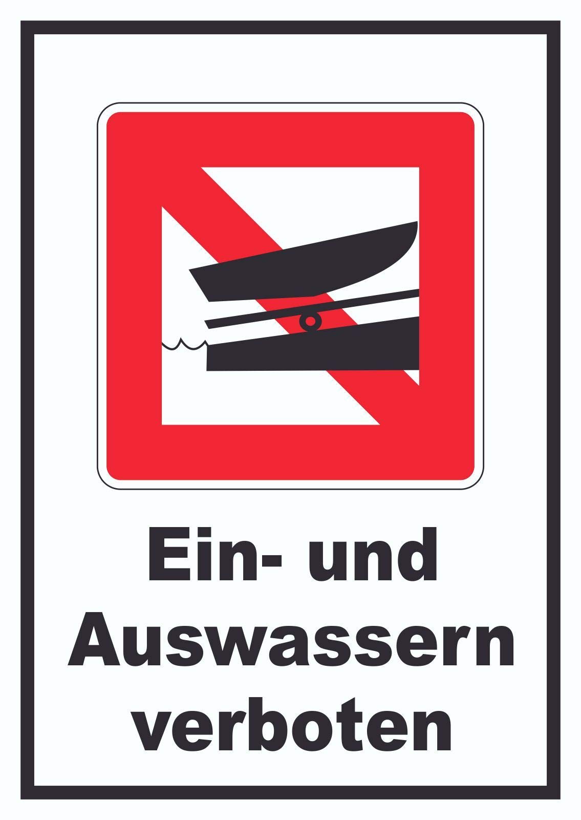 Ein- und Auswassern verboten Symbol und Text A0 Rückseite selbstklebend