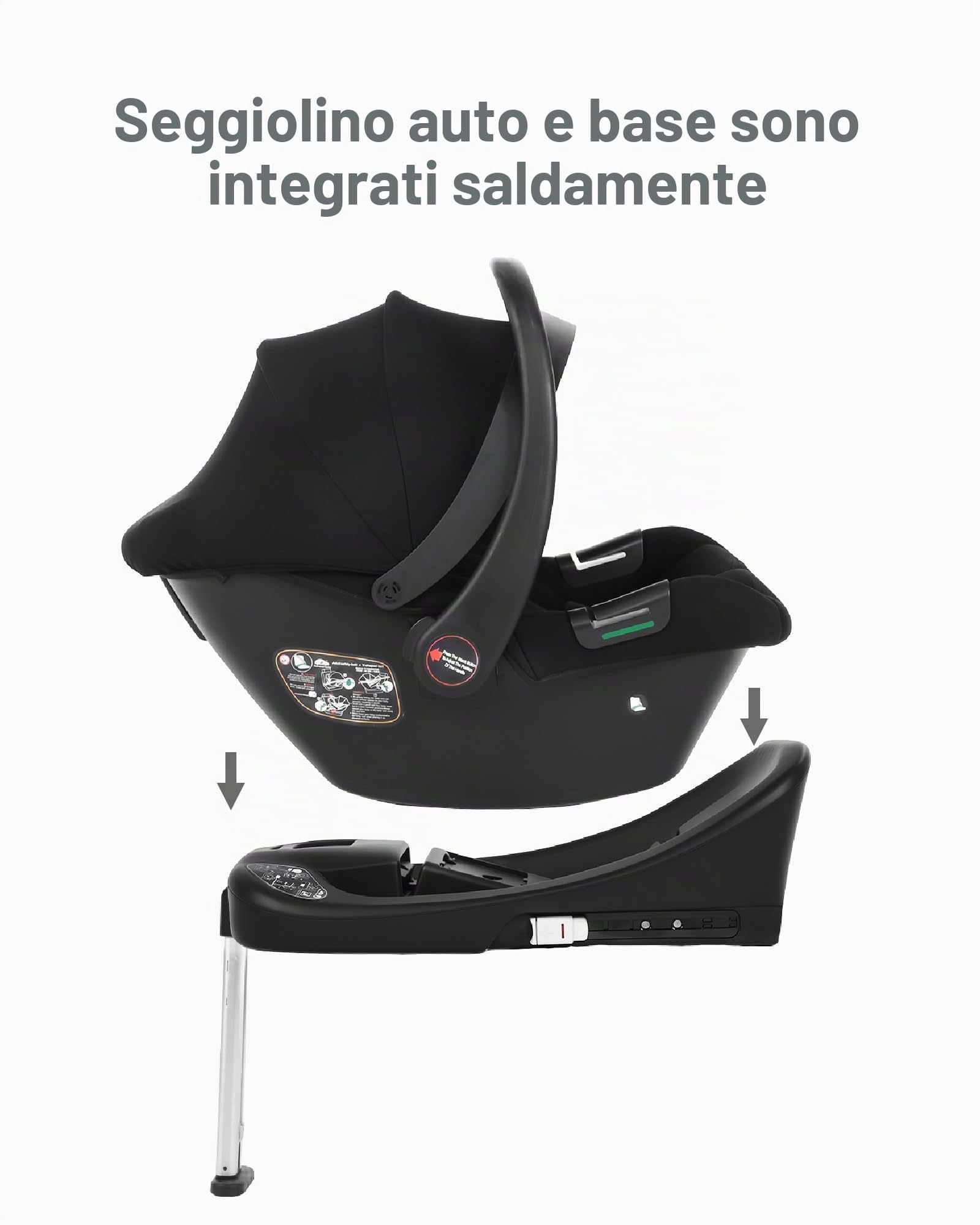 Seggiolino auto isofix Seggiolino auto confortevole per neonati e bambini piccoli, con parasole e finestrella, seggiolino ergonomico, nero