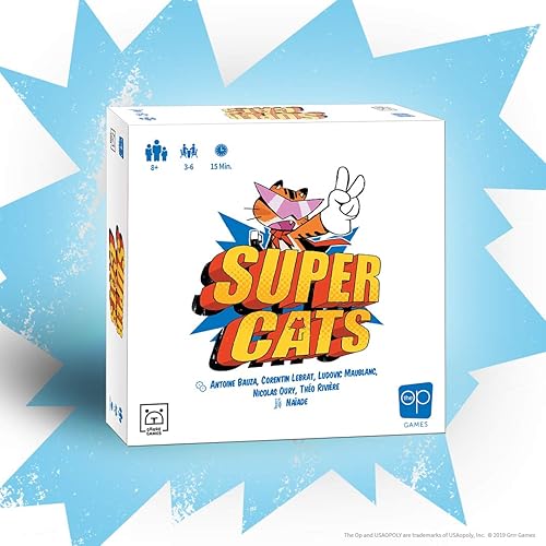 Miniatura 7 de USAOPOLY Juego de mesa Super Cats | Trabaja juntos para derrotar al RoboDog | Similar al juego de roca, papel, tijeras y Rochambeau | Gran juego