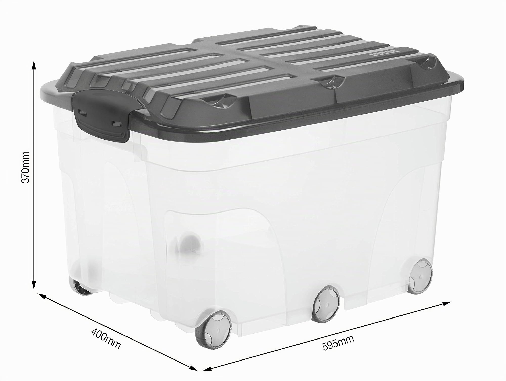Rotho Roller 6 Boîte de rangement avec couvercle 57 L à roulettes gris