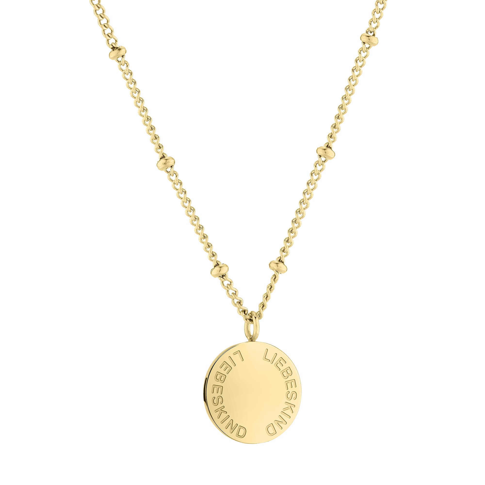 LIEBESKIND BERLIN Damen Halskette mit rundem Anhänger – Silber, Gold, Roségold, Schwarz – verstellbar – Geschenkidee