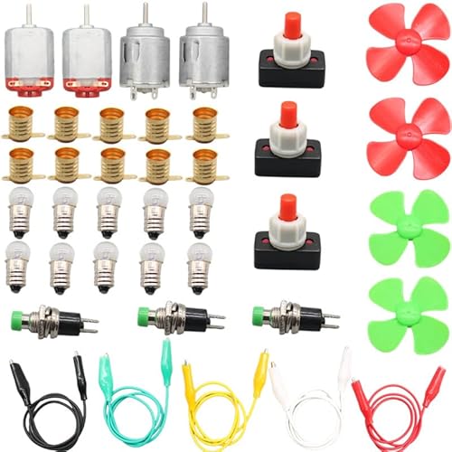 Kits de ciencia de circuito eléctrico para niños, experimentos STEM con motores, bombillas, interruptores, cables y ventiladores, piezas educativas de proyectos electrónicos para circuitos de