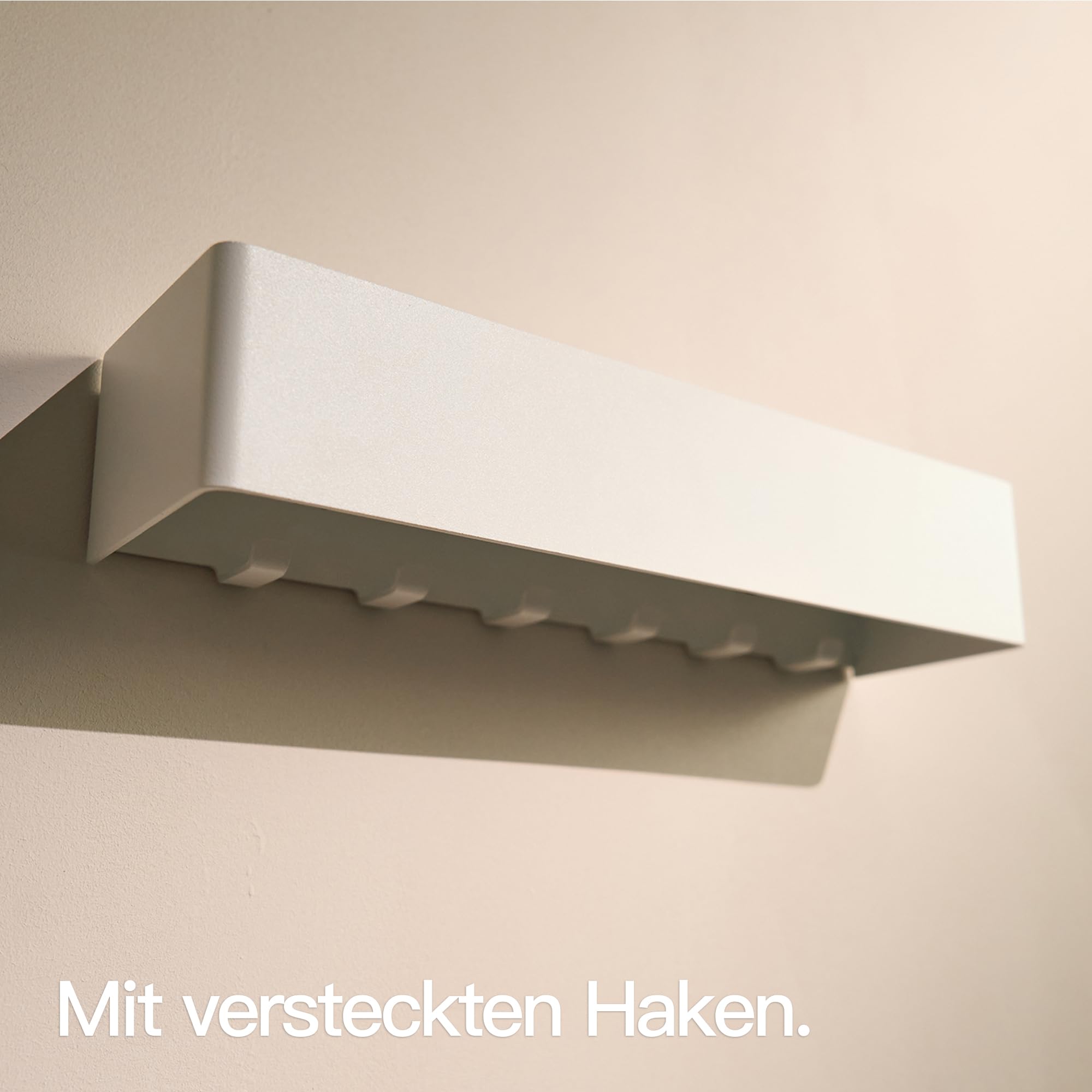 Designfabrik Hamburg Tabliczka na klucze | Nowoczesny schowek na klucze z półką | Metalowy wieszak na klucze ścienny | Minimalistyczny design do przedpokoju i wejścia | Biały