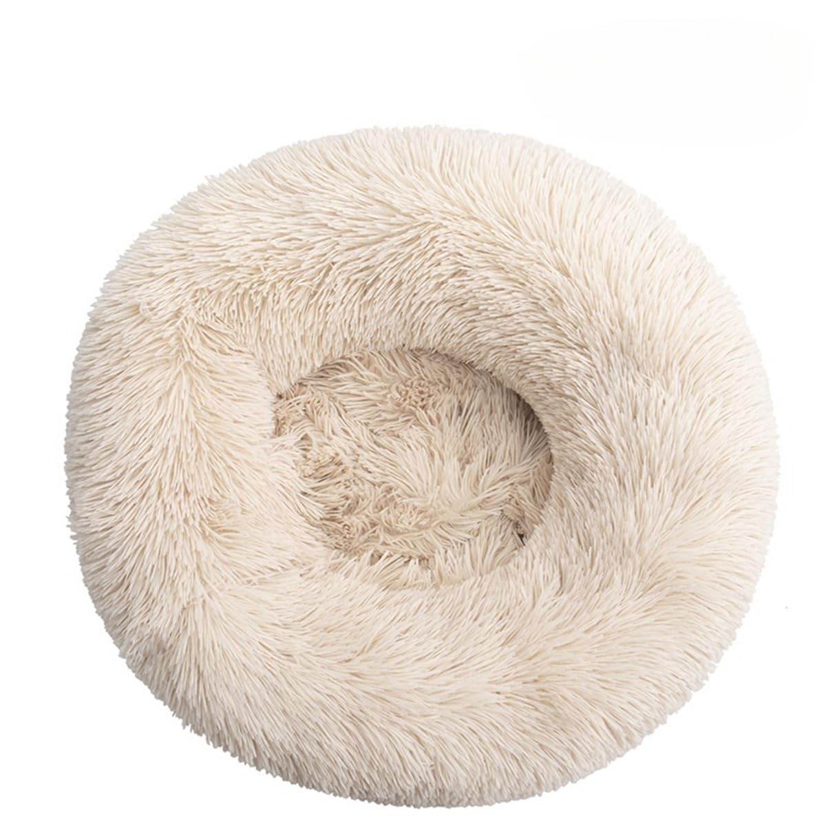 Xisnuient Dog Cat Donut Bed Soft Comfy Plush Puppy Kitten Cuddler Round Bed Anti-Slip Bottom Orthopedic Dog Beds Gift for Small Dogs and Cats (50cm,Beige)