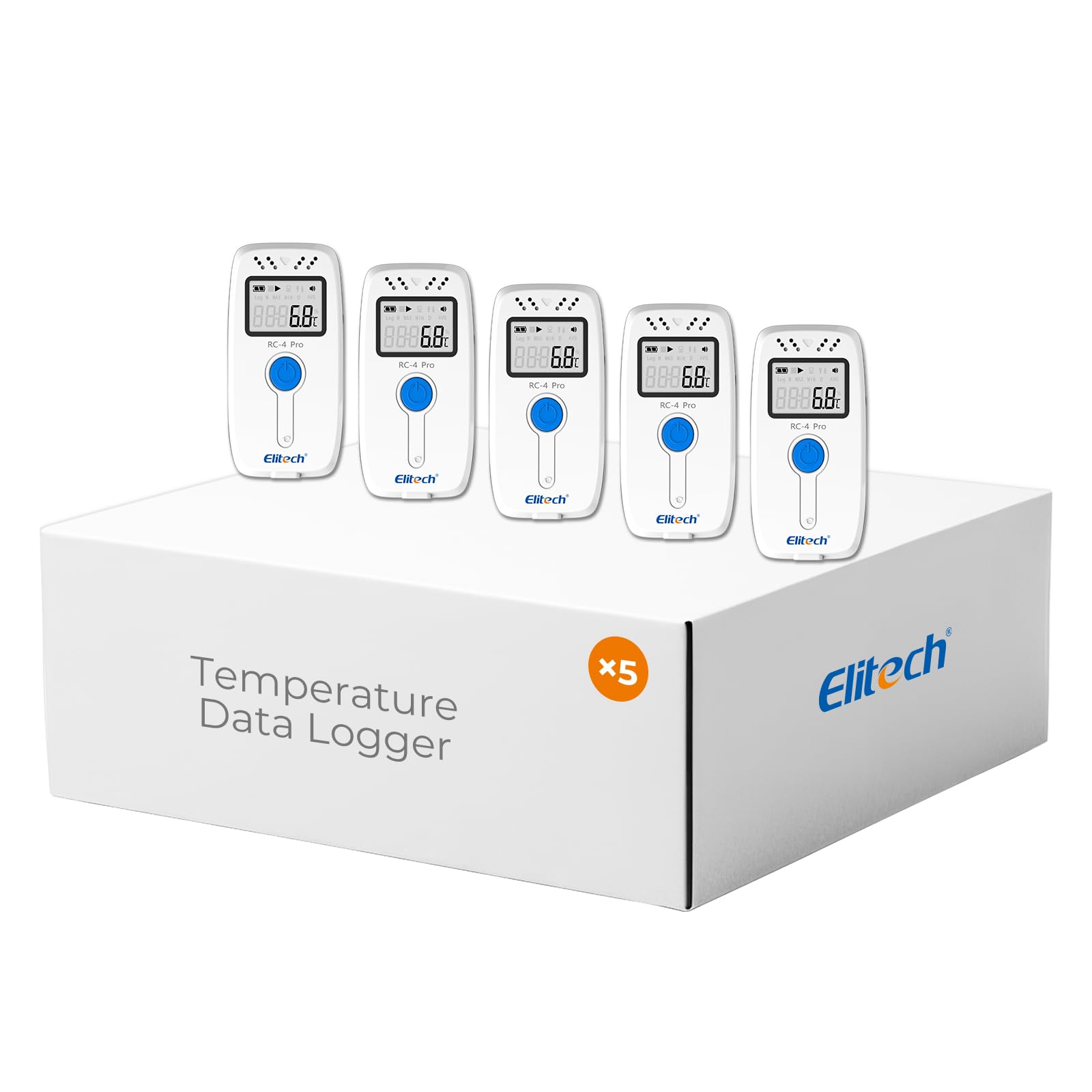 Digital Temperature Data Logger Medical Refrigerator Thermometer Vaccine Fridge Temperature Monitor, RC-4, 5 Pack