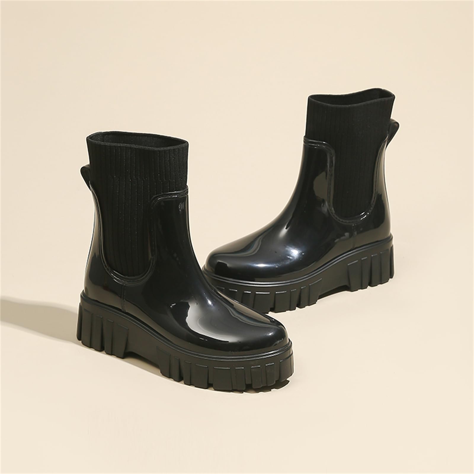 AONEGOLD Botas de Agua Mujer Impermeable de Lluvia Antideslizante Botines de Caucho Tobillo Plataforma Moda Jardín Trabajo