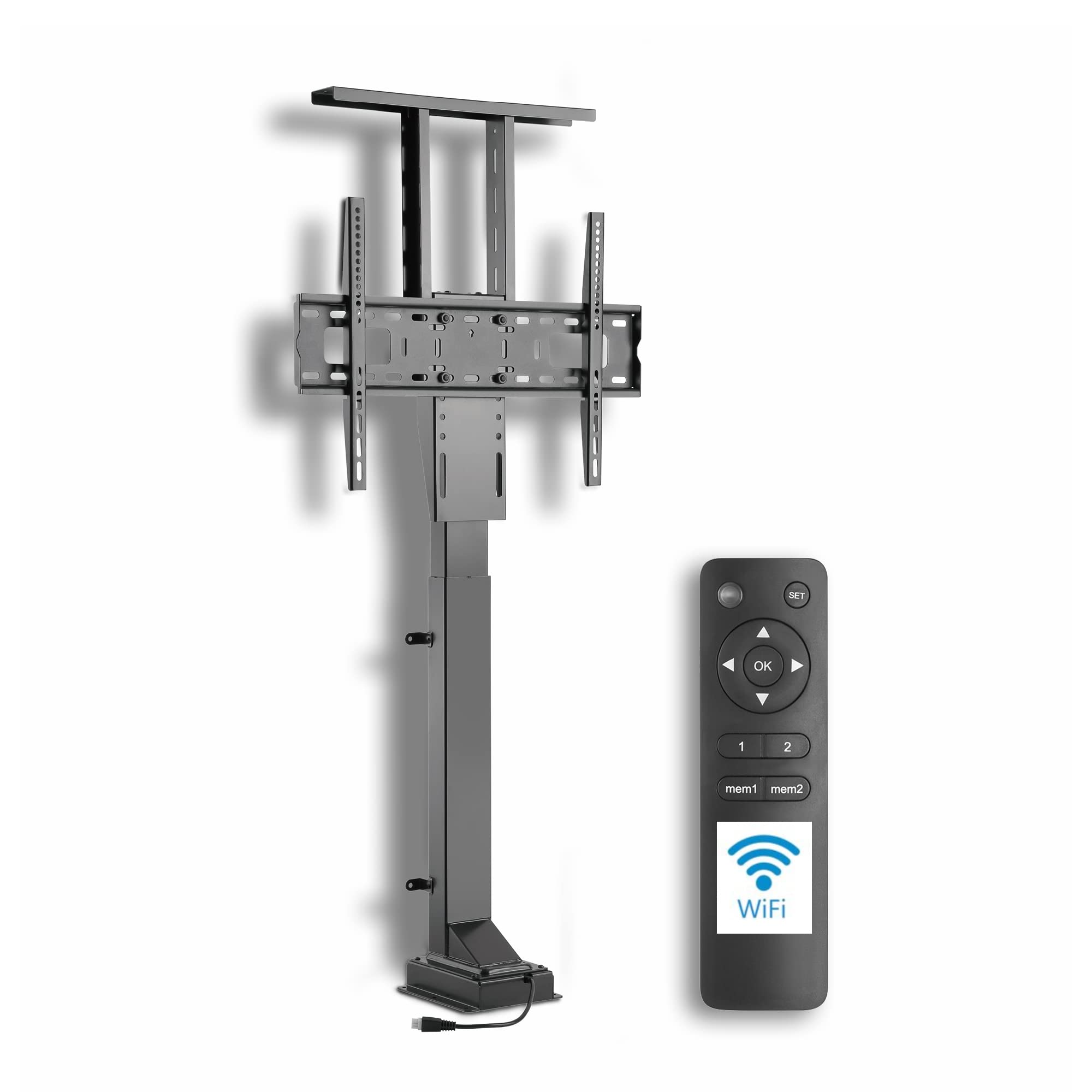 Xantron PREMIUM-600HE TV Lift elettrico con telecomando fino a 65 pollici/TV Lift per l'installazione di mobili/VESA 200 x 200 – 600 x 400 / compatibile con Amazon Alexa & Google Home
