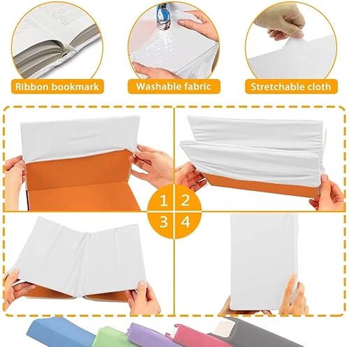 Miniatura 10 de Rnyleeg Funda de libro de bandera estadounidense para amantes de los libros, fundas elásticas para libros de tapa dura, cubierta de libro de texto