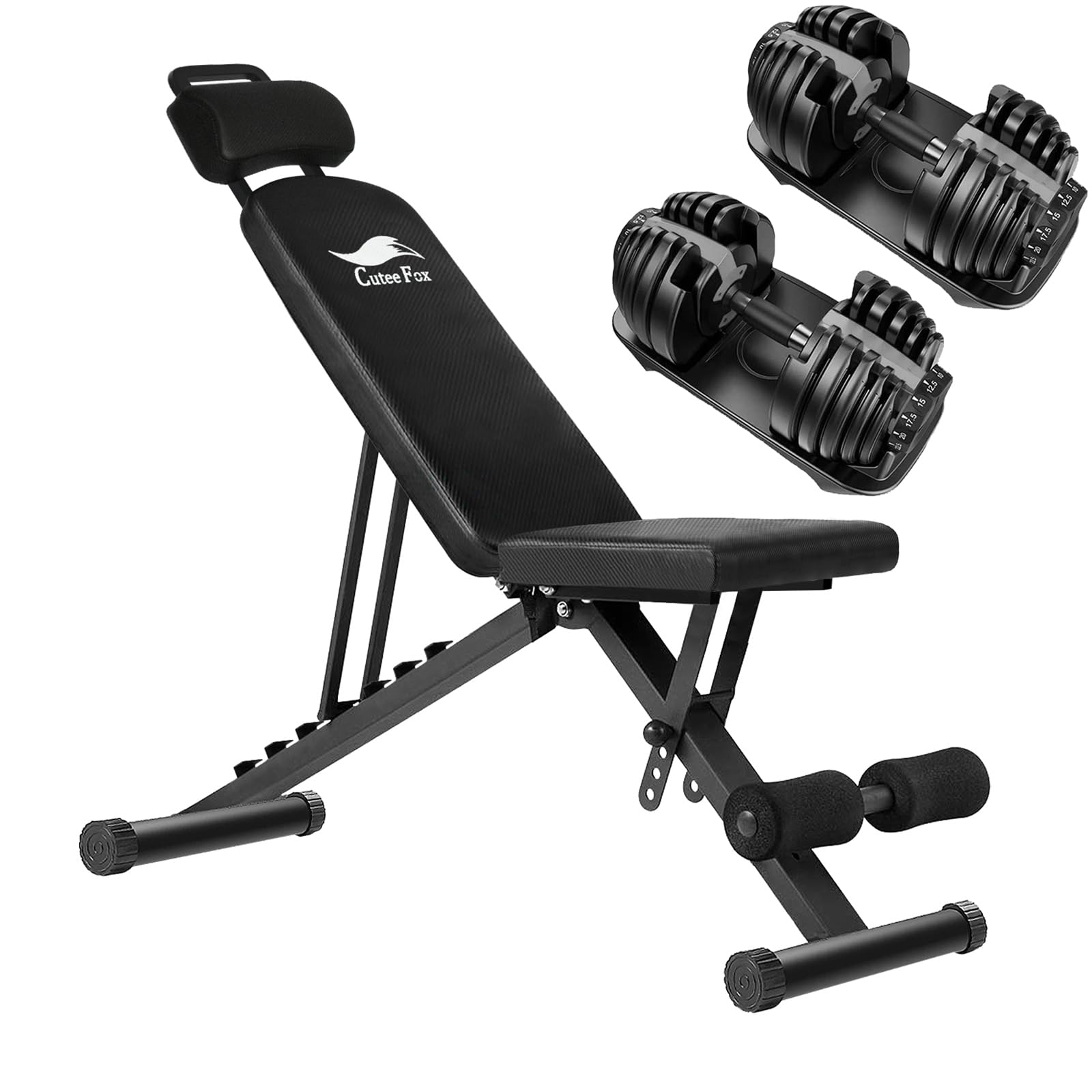 Amazon | CuteeFox 商品 トレーニングベンチ＋可変式 ダンベル