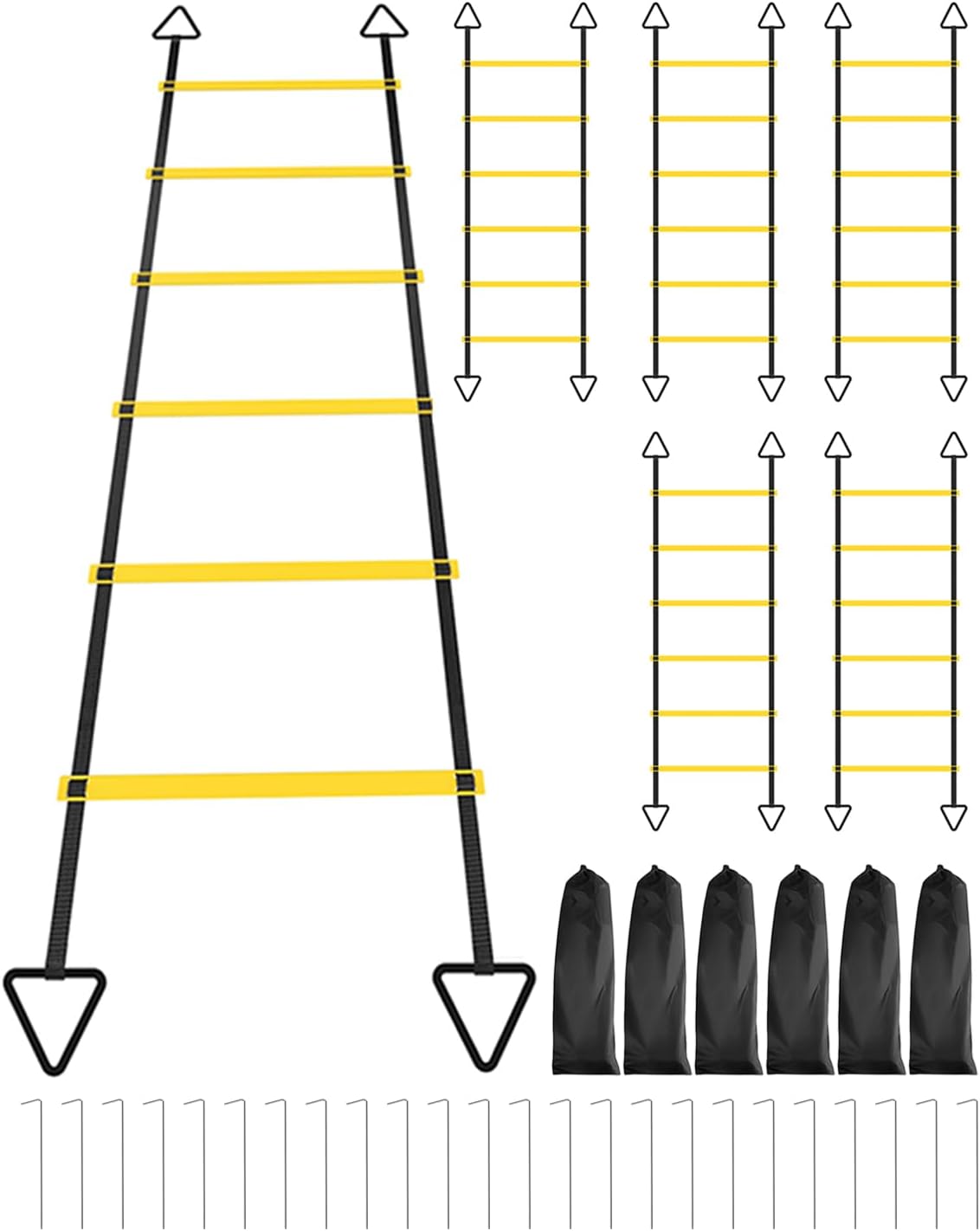 6 Packs Agility Ladder Speed Training Set - 36 Detachable Rungs (20 Inches Each) with 24 Ground Stakes, Portable Exercise Ladders for Soccer Football Footwork Training w/Carry Bag