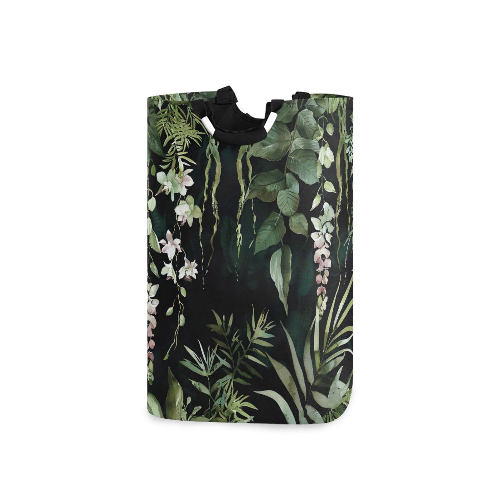 Jihqo Laundry Hamper Basket Tropical Plant Leaf Collapsible Nursery Storage Bin Waterproof Clothing Baskets for Home Bedroom Bathroom Washing Room