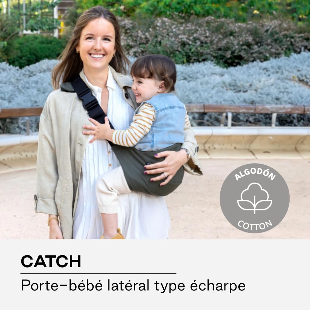 Jané Catch Écharpe de Portage Bébé Hanche, Portage Latéral, Réglable, Ergonomique et Antidérapante, 100% Coton, 9-48 Mois, Gris