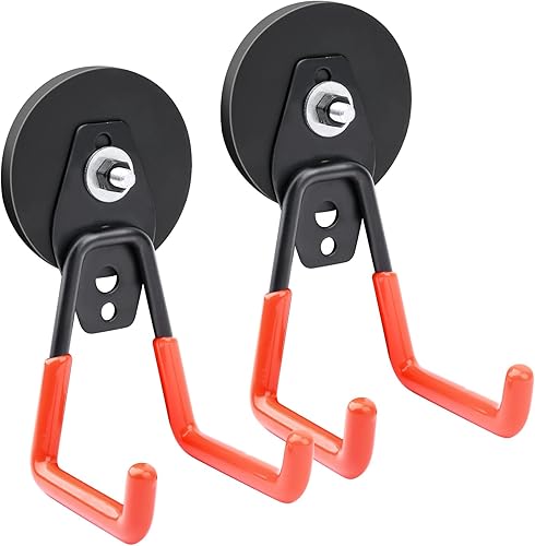 Keukenket Ganchos magnéticos fuertes resistentes, ganchos magnéticos de garaje de 2.59 pulgadas (2.598 in) con revestimiento antideslizante, 2