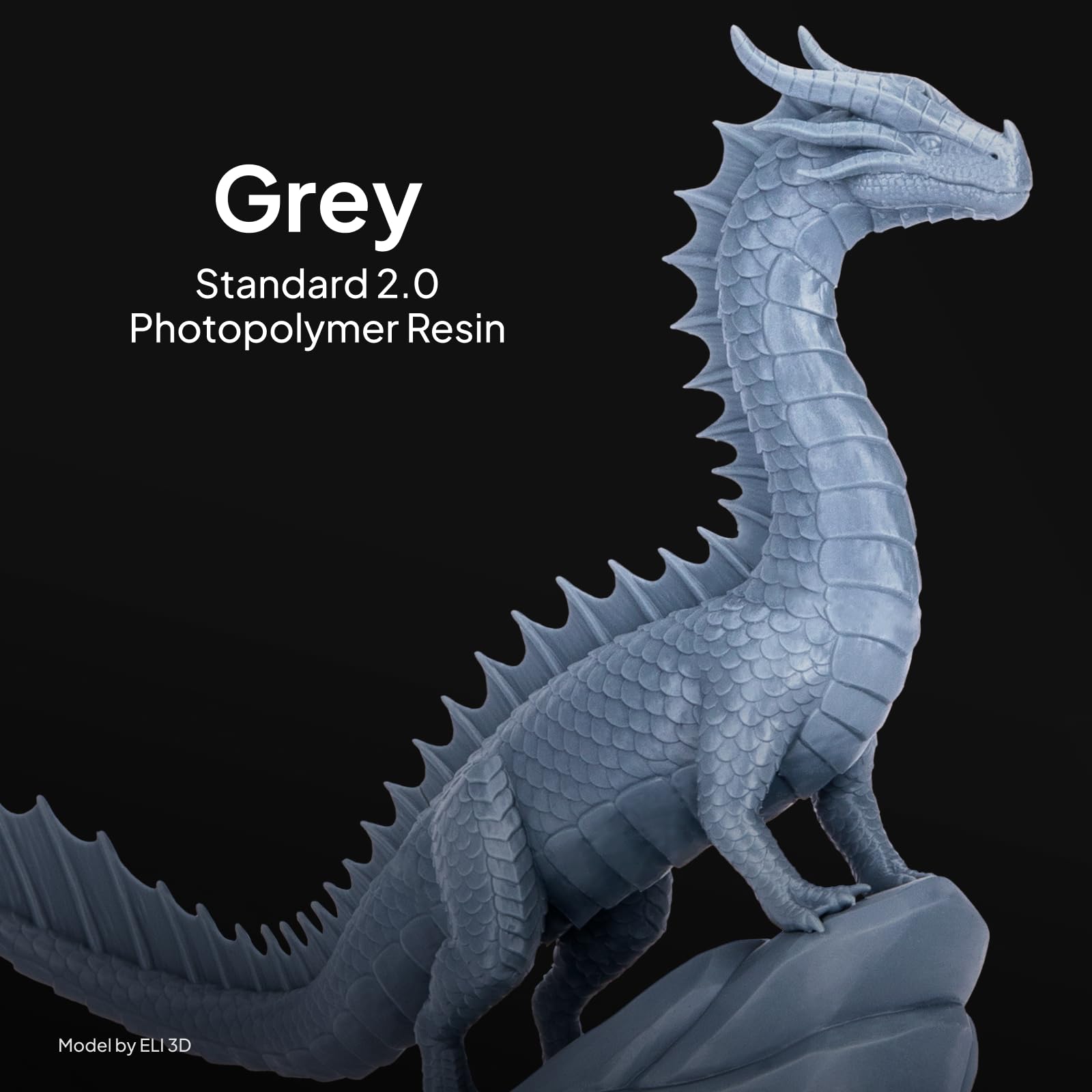 ELEGOO Améliorée Resine Standard 2.0 1000g Gris, Résine à Base de Plante pour Imprimante 3D 405nm Durcissement UV Rapid Resin pour LCD Impression 3d Printer